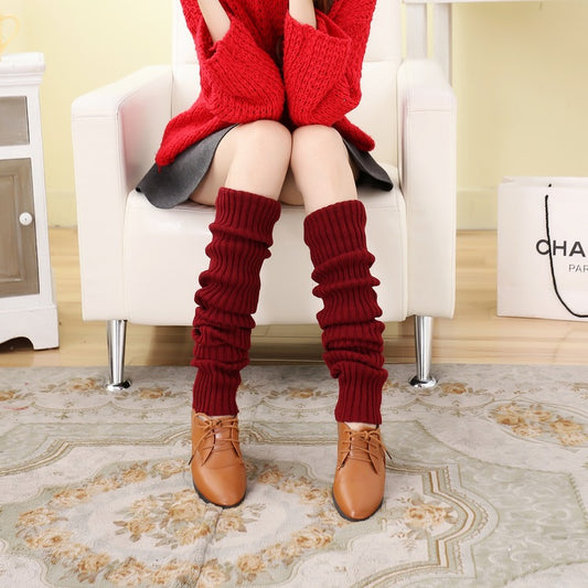Thick Knit Warm Red Leg Warmers