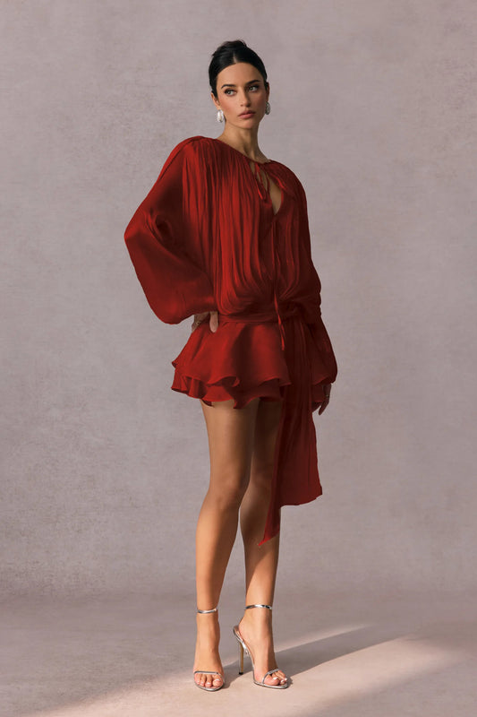 Chic Cutout Ruched Sash Bodycon Mini Dress