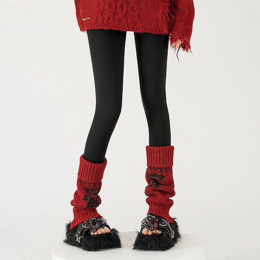 Wool Chunky Slouchy Sexy Red Leg Warmers