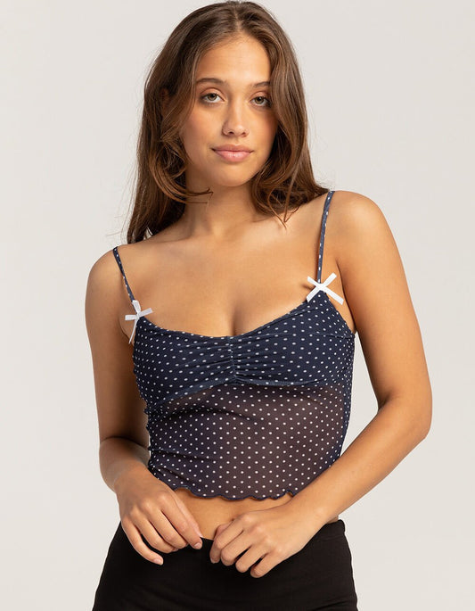 Polka Dot Bow Tie Backless Cami Top