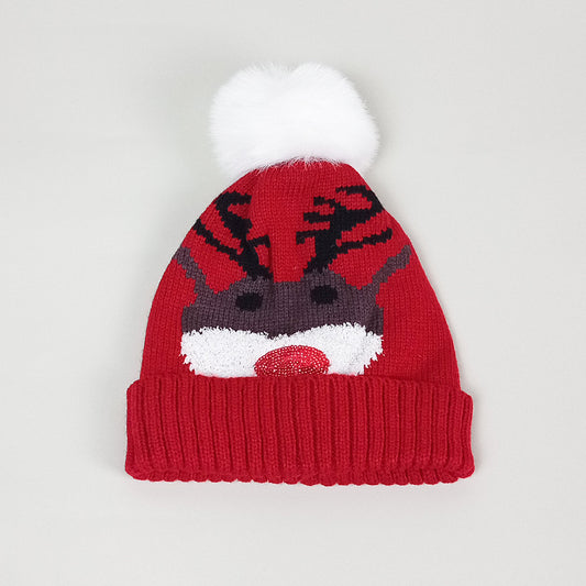 Knitted Santa Reindeer Beanie Hat