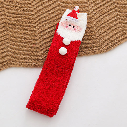 Plush Coral Fleece Cartoon Knee High Socks