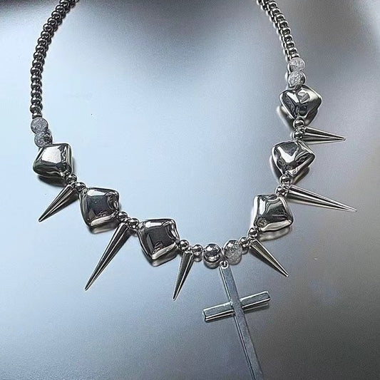 Cross Rivet Punk Titanium Steel NeckLace