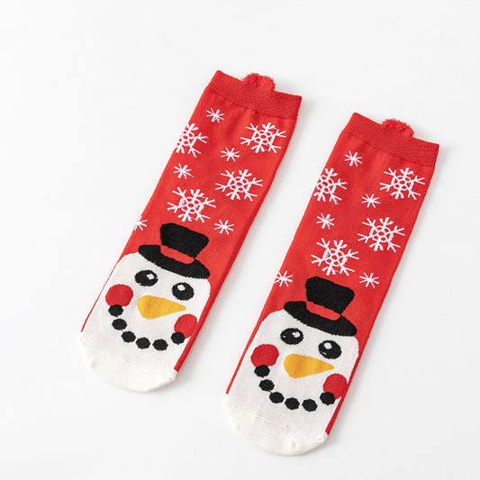 Cotton Cute Cartoon 3D Ear Red Mid Calf Socks