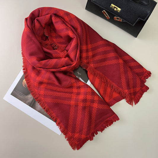 Classic Checkered Wool Blend Scarf