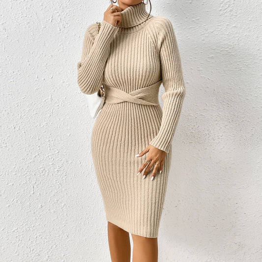 Rollkragen-Bodycon-Strickkleid
