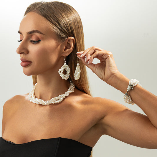 Twisted Pearl Multi Layer Minimalist NeckLace