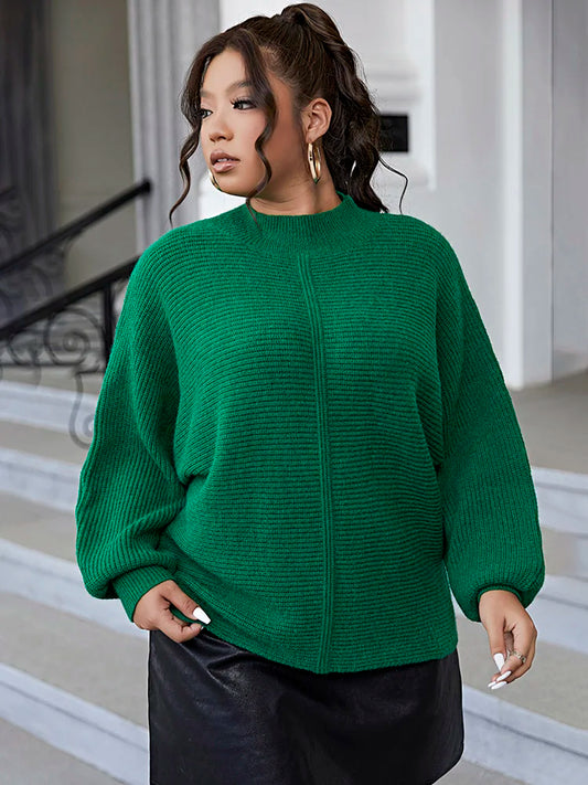 Dark Plus Size Casual Soft Long Sleeve Green Christmas Sweater / L Sweaters-L