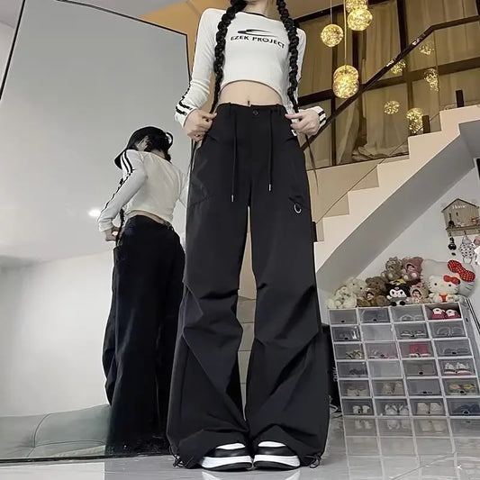 Vintage Y2K Cargo Streetwear Pants Black / M