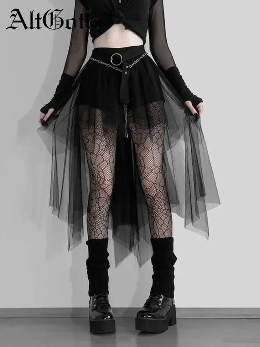 Velvet Lace Patchwork Trumpet Skirt black1 / S