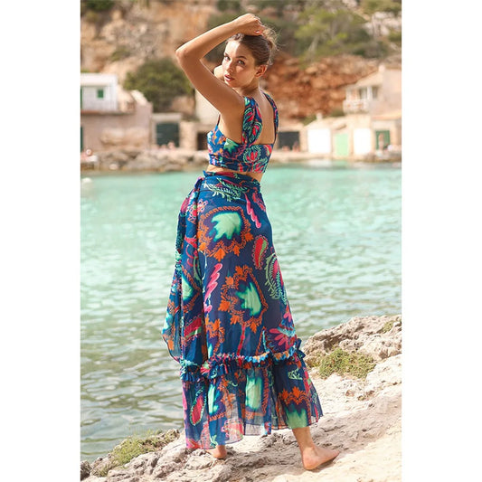 Blue Demon Eye High Waist Two Piece Set black dres / S