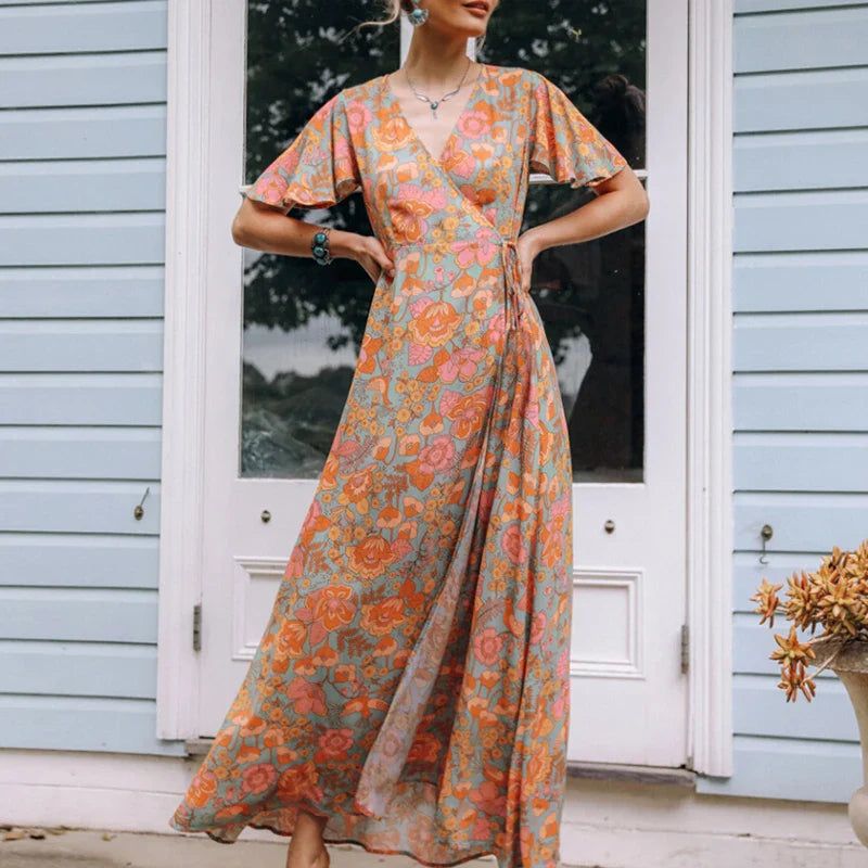 Conni Dress in Orange Boho Floral