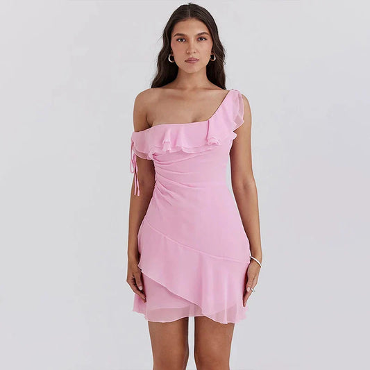 Ruffles Elegant A-line Vacation Dress vacationdress-250223