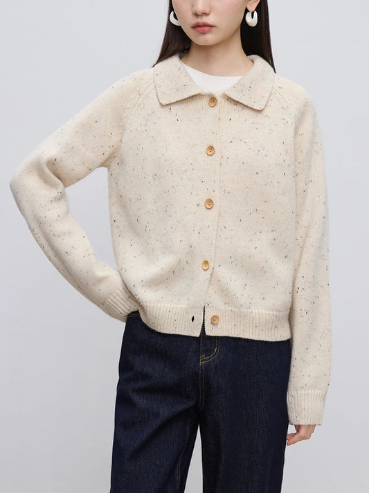 Petite Retro Lapel Knit Cardigan For Early Autumn Red Christmas Sweater Sweaters-L