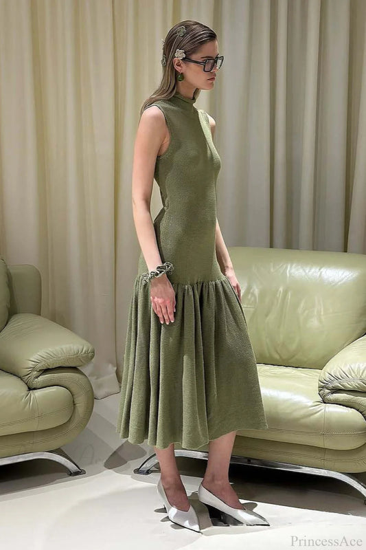 A Line Knit Fitted Maxi Dress