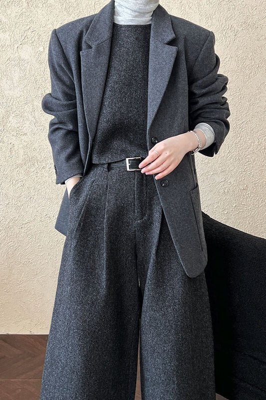 Wool Blend Relaxed Fit Blazer