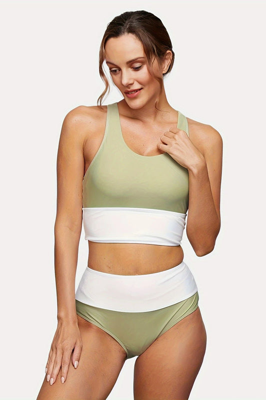 Curve Fit Zip Front Bikini Two Piece Swim Set