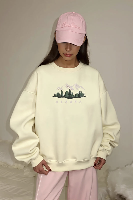 Landscape Print Oversize Sweatshirt
