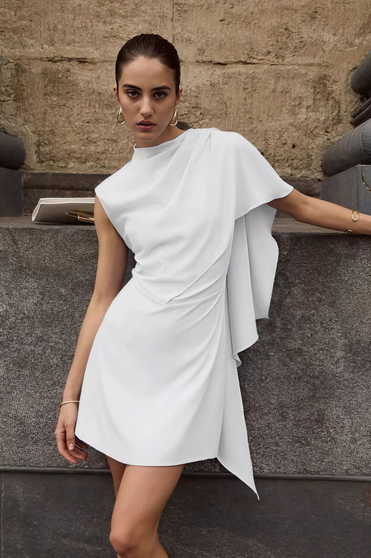 Simple Irregular Sleeveless Waist Mini Dress