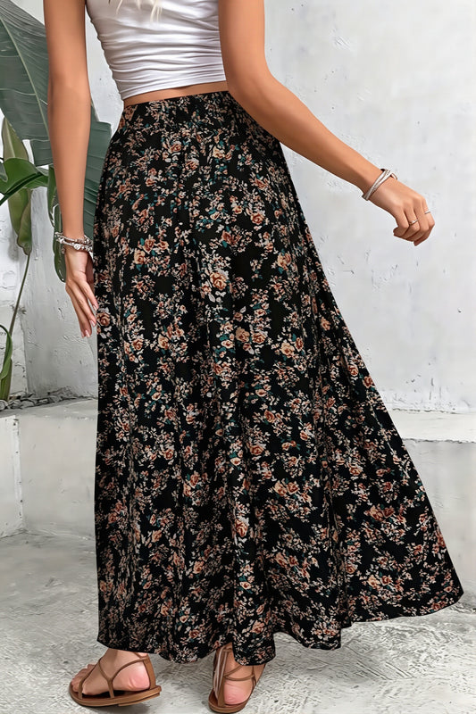 Floral Print Flowy Maxi Skirt