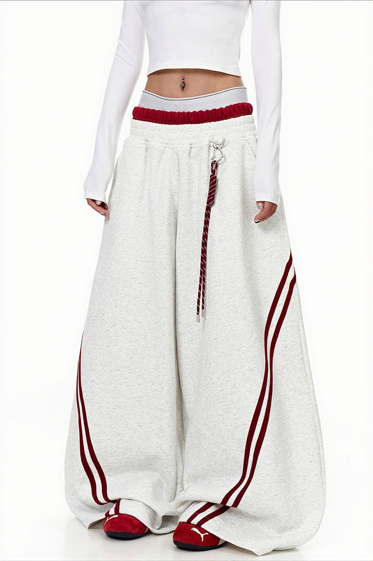 Double Waist Stripe Panel Pants