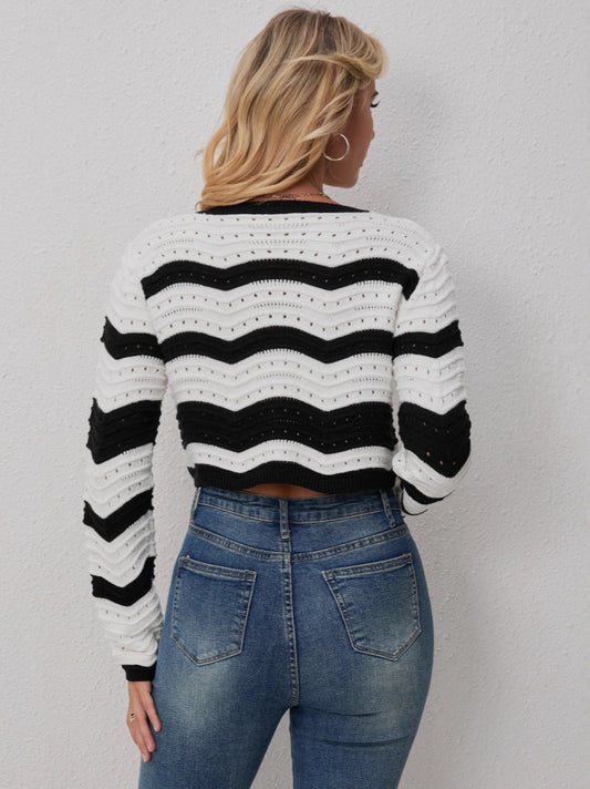 Striped Colorblock Knit Cardigan
