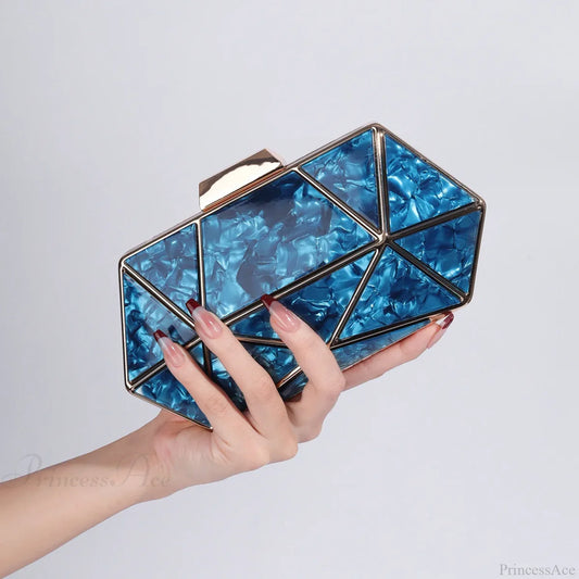 Acrylic Metal Diamond Evening Clutch Crossbody Bag Blue / 20-5-10cm clutchbag-250126