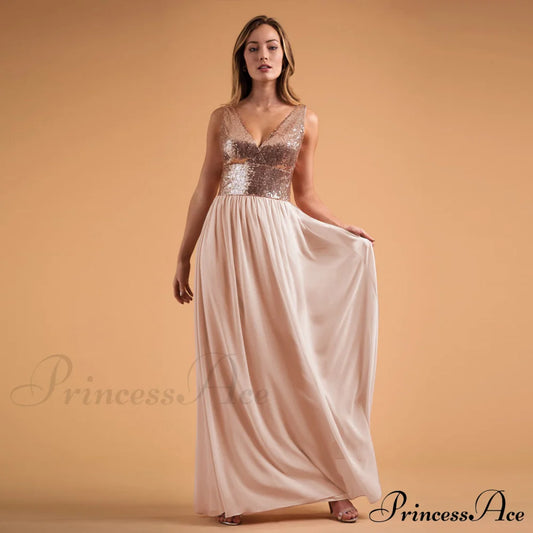 Adina Sequin And Charming Satin Ball Gown Champagne / S S.o. Ballgowns