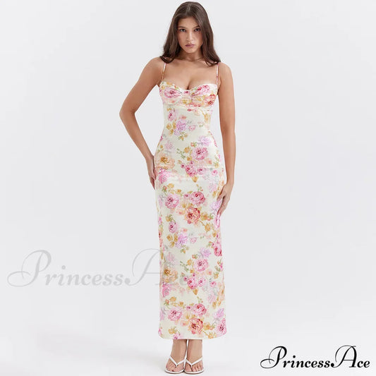 Agness Floral Stylish Maxi Bodycon Dress / S