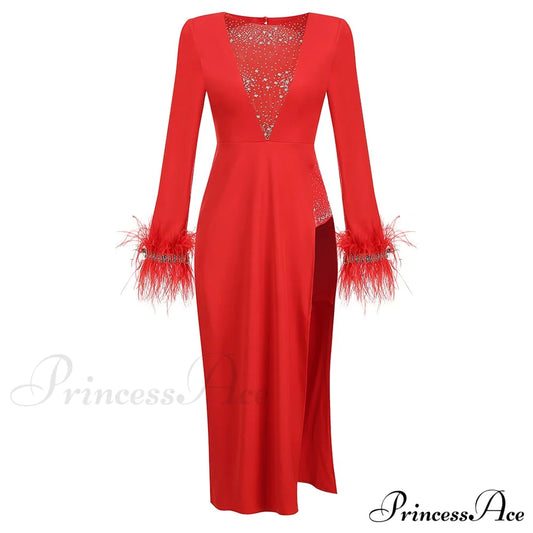 Alisia Elegant Maxi Dress Red / S