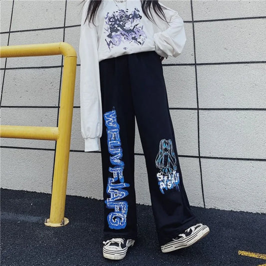 Anime Print Oversized Hip Hop Pants