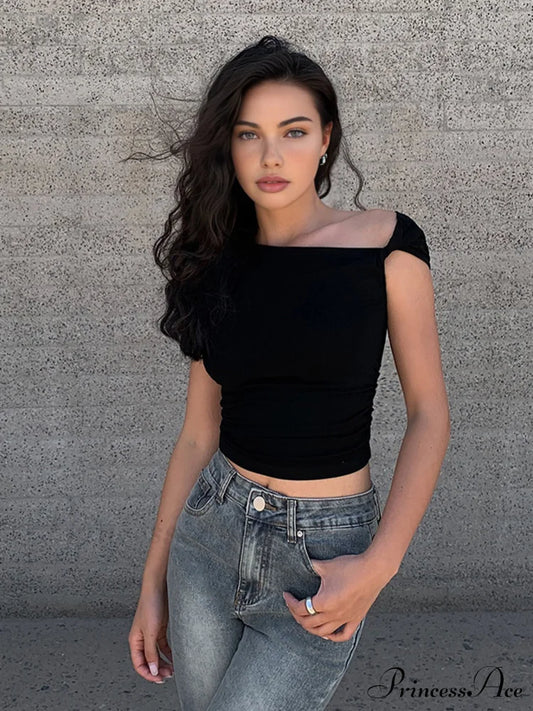 Asymmetrical Neck One Trendy Shoulder Off Top T-Shirts