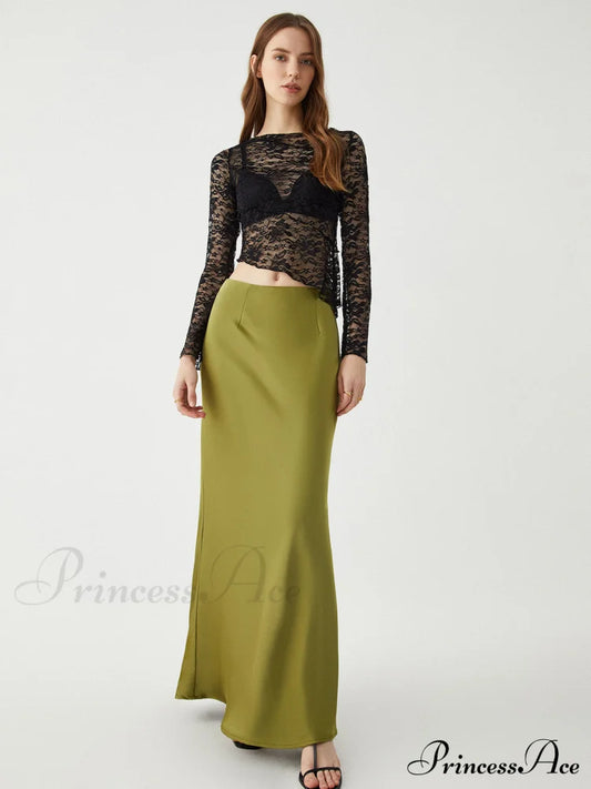 Asymmetrical Sheer Lace Trendy Long Sleeve Top T-Shirts