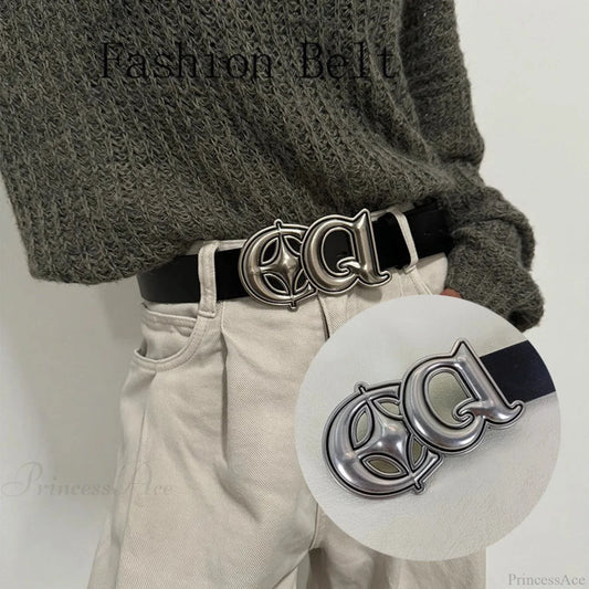 Authentic Gothic Leather Vintage Clasp Belt Black / 110cm