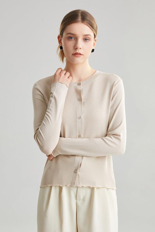 Structured Tencel Cardigan Beige / S