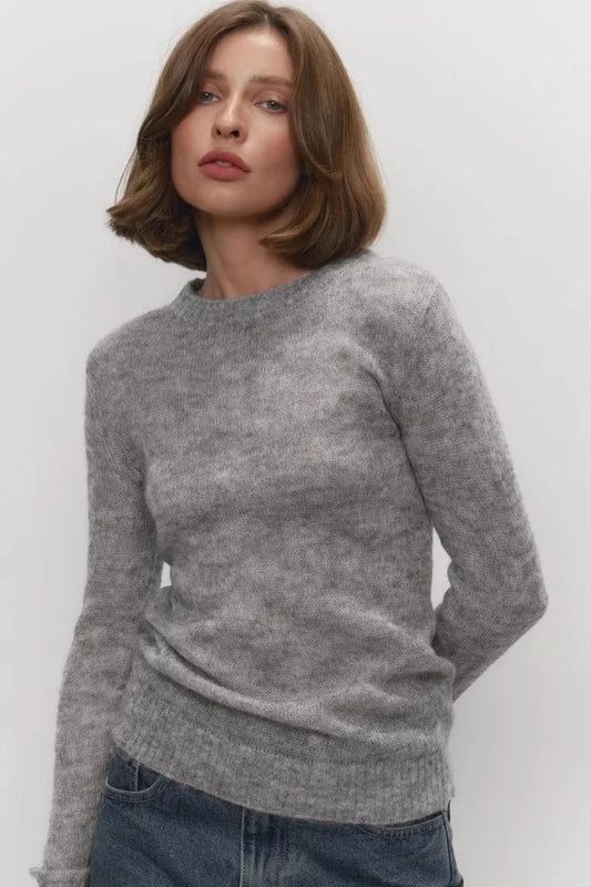 Lightweight Semi Sheer Crew Knit Sweater
