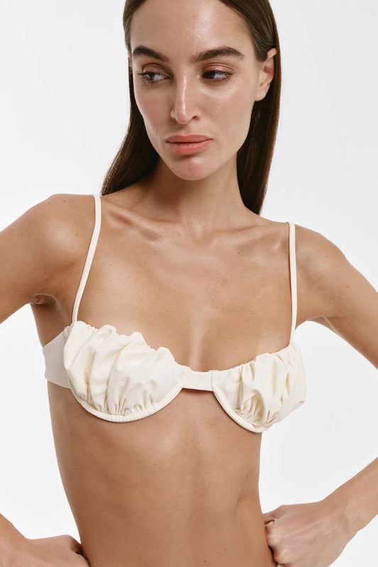 Ensemble bikini plissé blanc