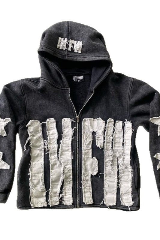 Star Patch Zip Hoodie