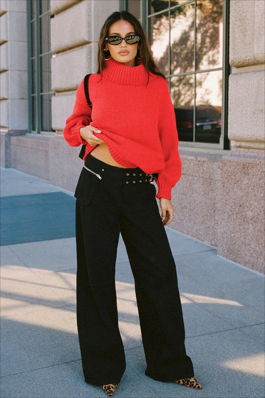 Jean ample à taille réglable et poche latérale