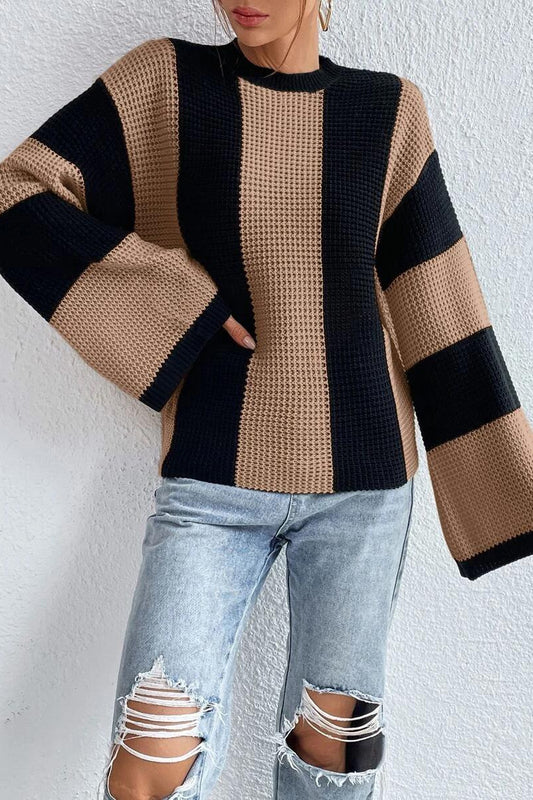 Unique Striped Crewneck Niche Stylish Knit Sweater