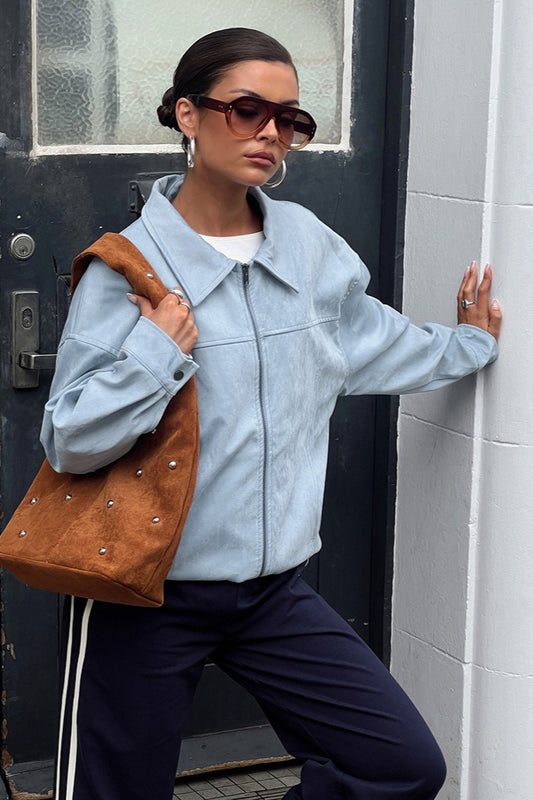 Veste décontractée en daim bleu