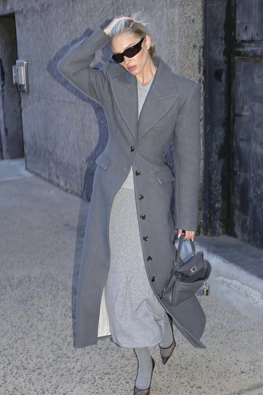 Button Front Tailored Maxi Coat