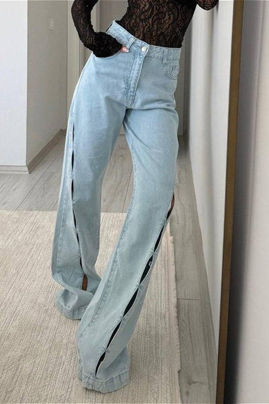Vintage-Jeans mit Used-Look und Cut-outs