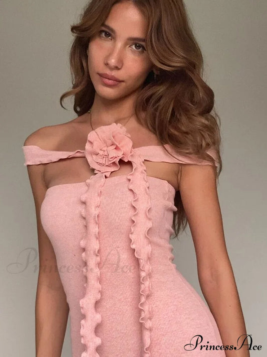 Bianca Bodycon Midi Dresses Graceful With Ruched And Rose Detail S / Red