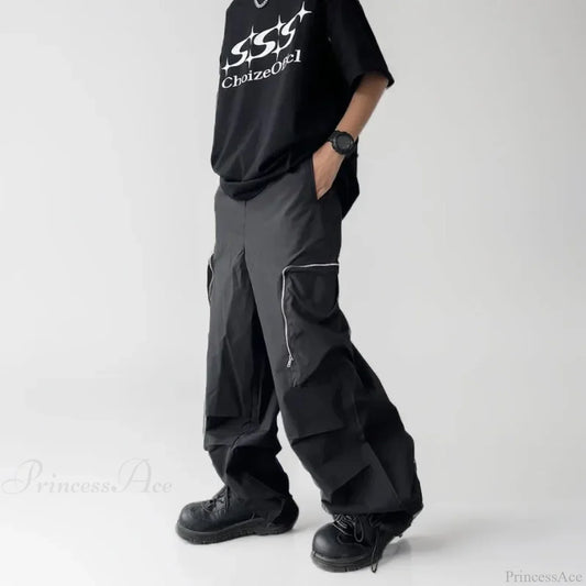 Black Baggy Cargo Streetwear Pants M / Black