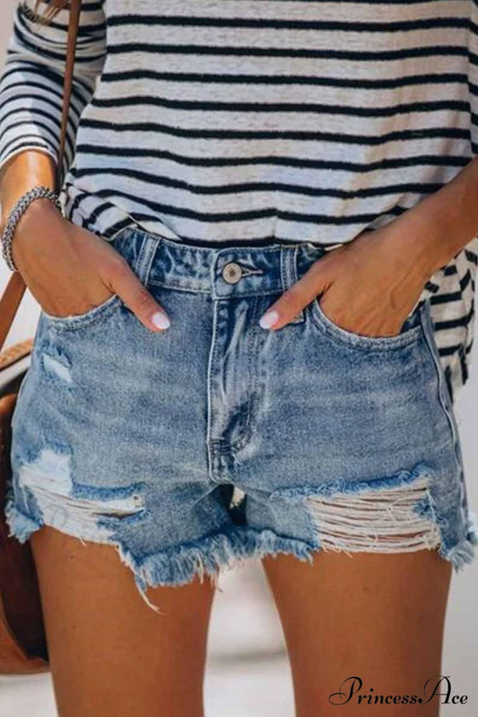 Blue With Loose Jeans Buttons S / Bottoms