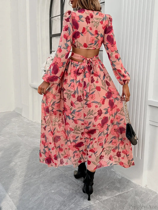 Boho Beach Deep V Neck Maxi Dress bohodress-250126