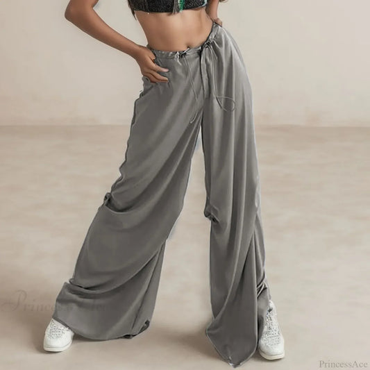 Breathable Chiffon Culotte Wide Pants Grey / S