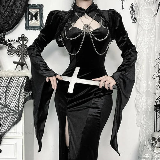 Bright Sleeve Lace Up Mysterious Blouse Black / S