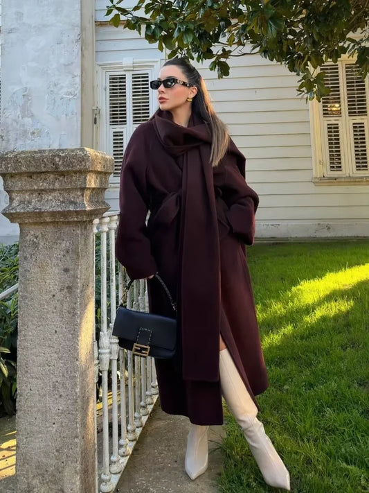 Brown Soft Fluffy Faux Fur Lapel Overcoat brown / S